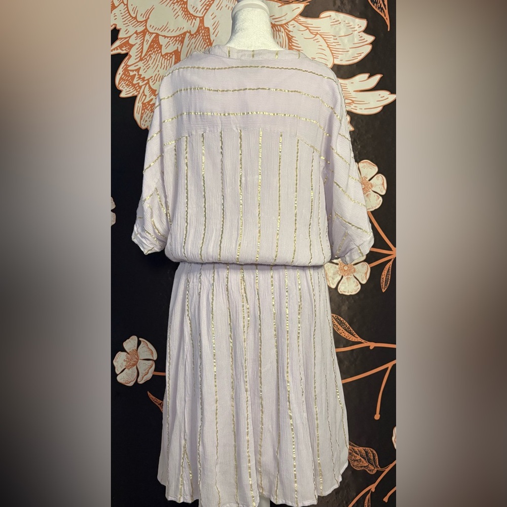 ETHEREAL Lilac & Gold Metallic Stripe Grecian Goddess Dress - Picture 4 of 5